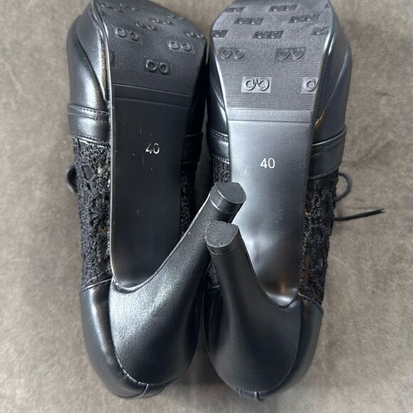 Women’s Black High Heel Lace Up Booties with Lace Detail EU40 Size 9/9.5 US NEW - Picture 9 of 12